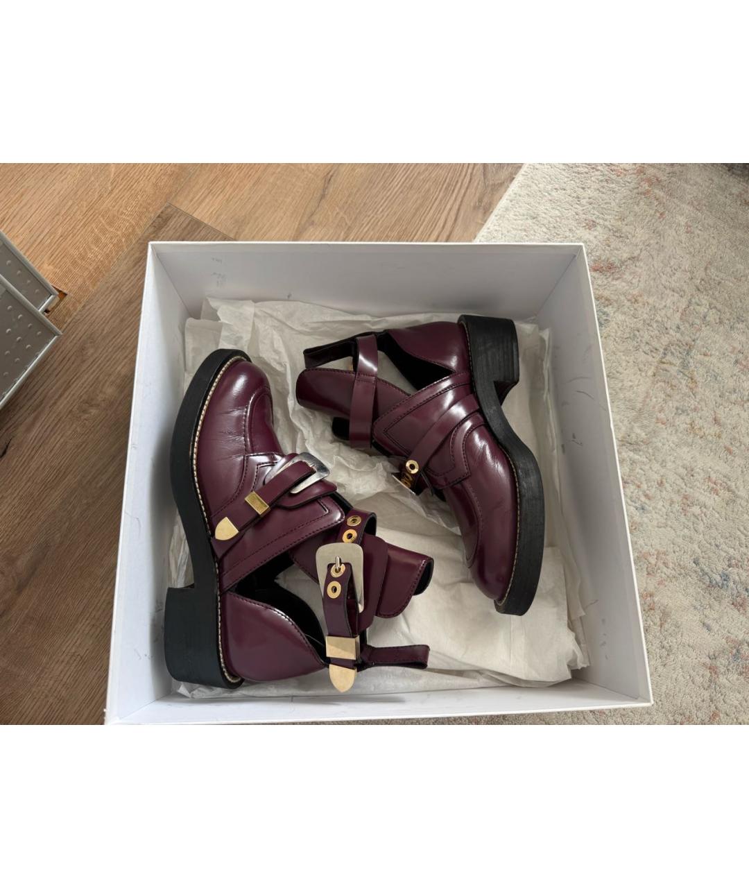 BALENCIAGA Бордовые ботинки из лакированной кожи, фото 7