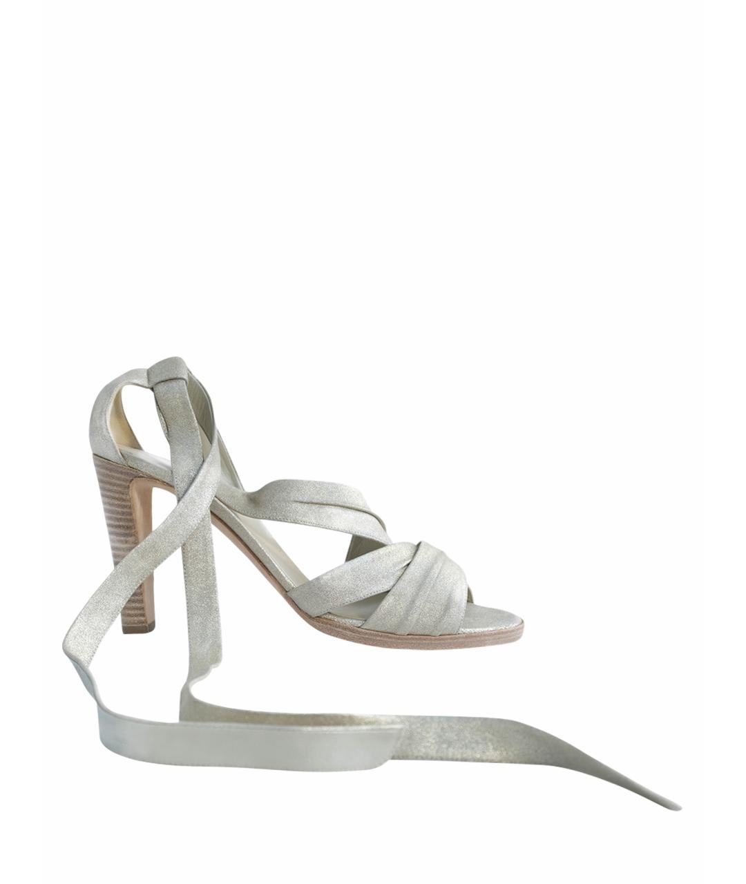 HERMES Бежевые кожаные босоножки, фото 1