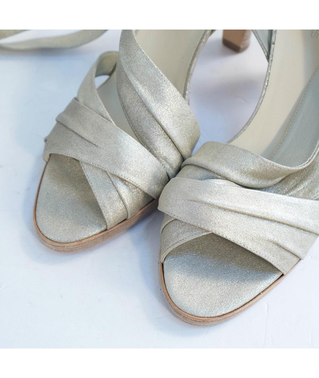 HERMES Бежевые кожаные босоножки, фото 3