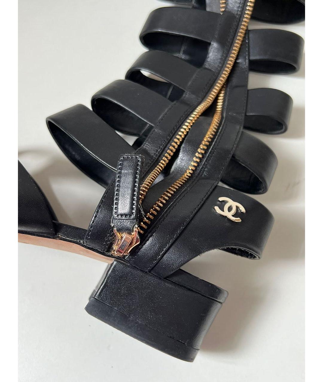 CHANEL Черные кожаные сапоги, фото 7