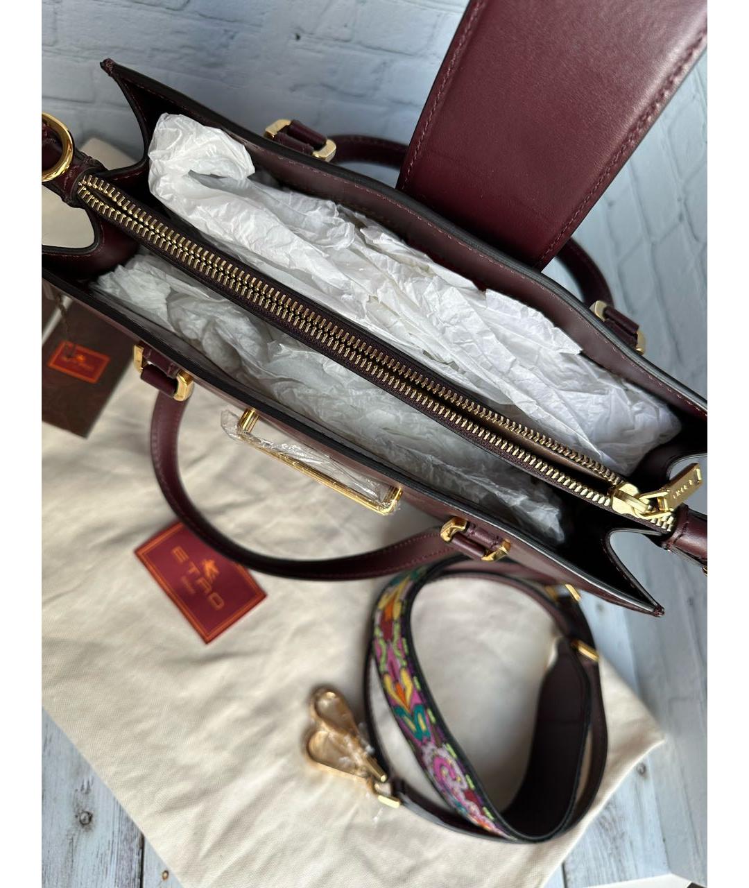 ETRO Бордовая кожаная сумка тоут, фото 4