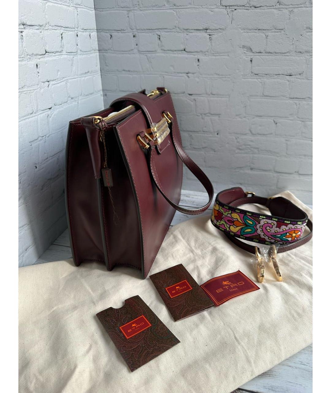 ETRO Бордовая кожаная сумка тоут, фото 2