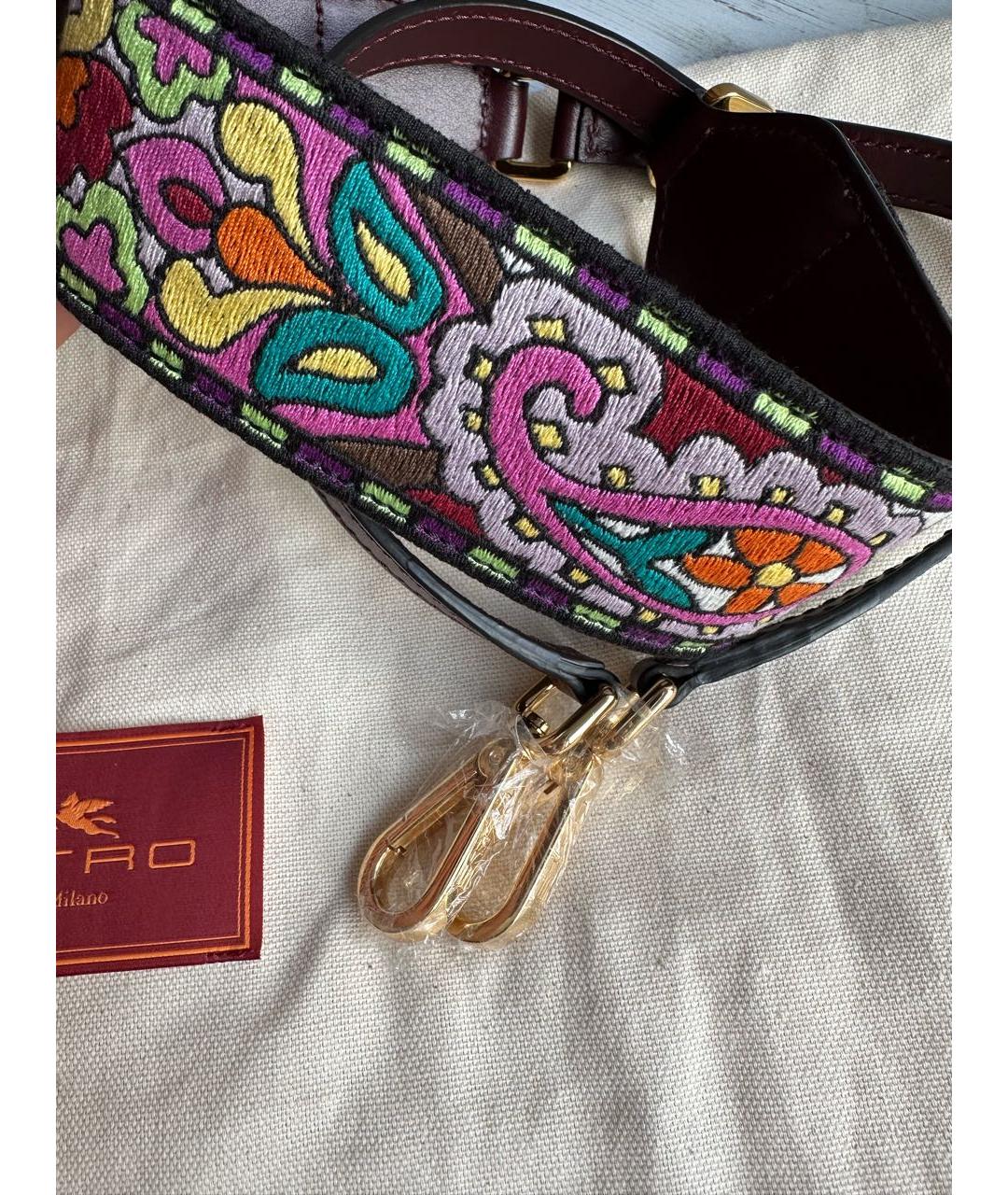 ETRO Бордовая кожаная сумка тоут, фото 6