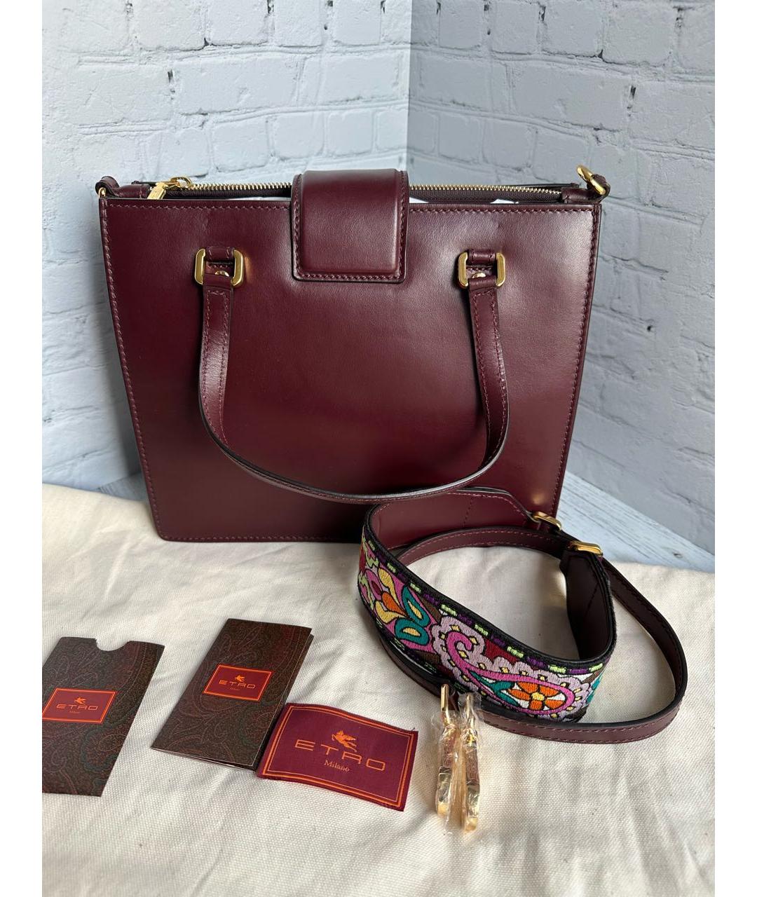 ETRO Бордовая кожаная сумка тоут, фото 3