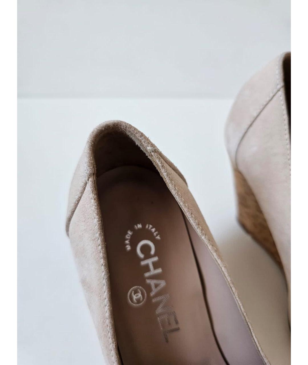 CHANEL Бежевые замшевые туфли, фото 6