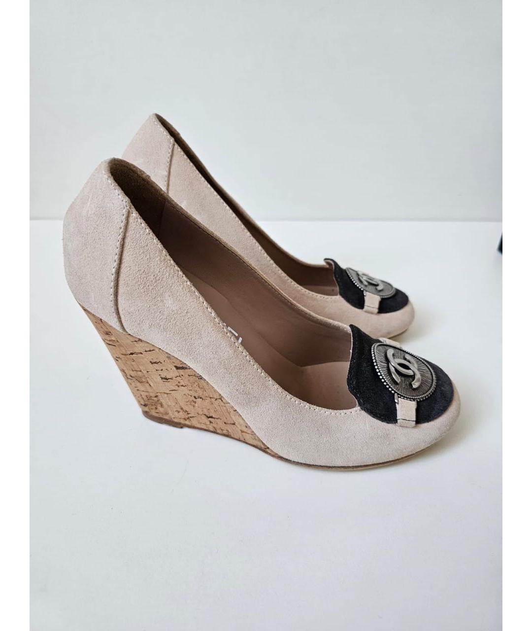 CHANEL Бежевые замшевые туфли, фото 9