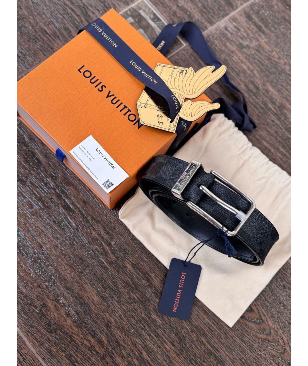 LOUIS VUITTON Серый кожаный ремень, фото 4