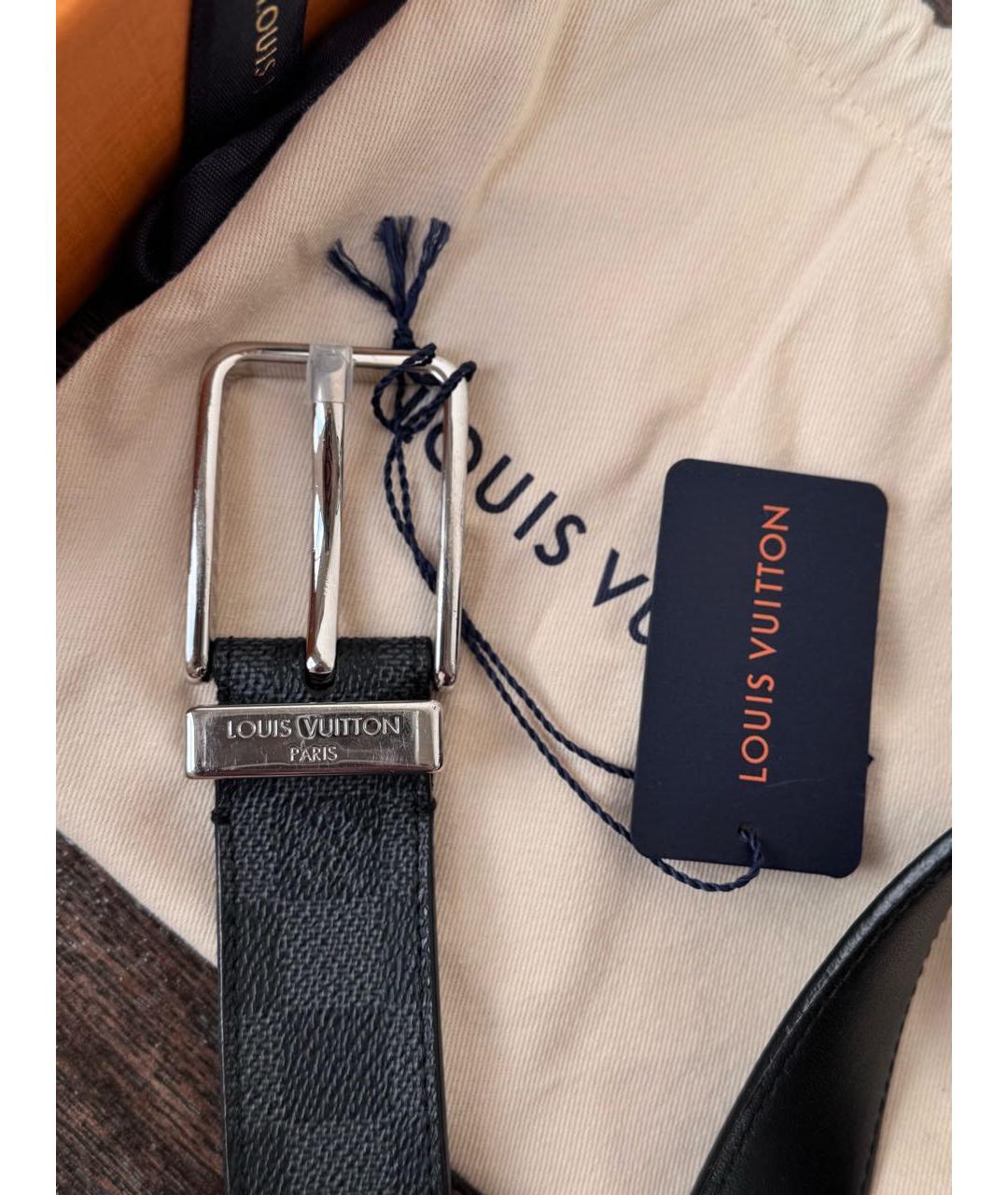 LOUIS VUITTON Серый кожаный ремень, фото 2