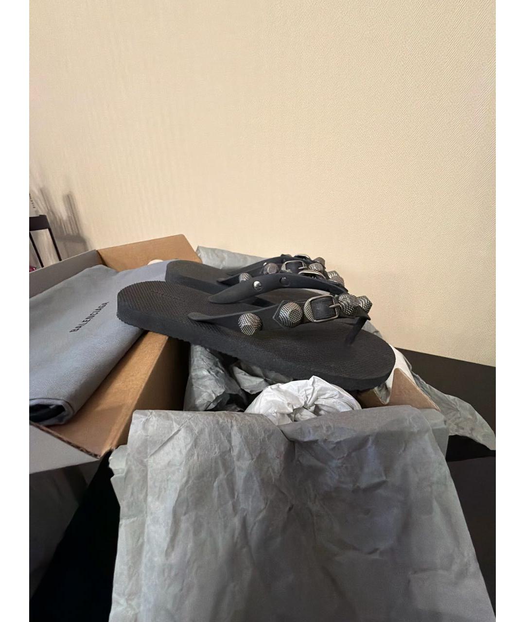 BALENCIAGA Черные шлепанцы, фото 5