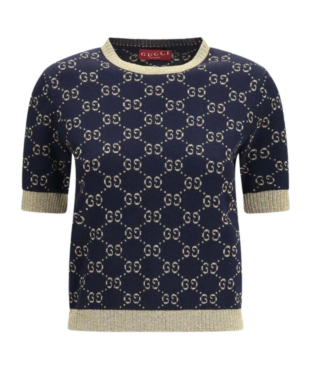GUCCI Синяя хлопковая футболка, фото 1