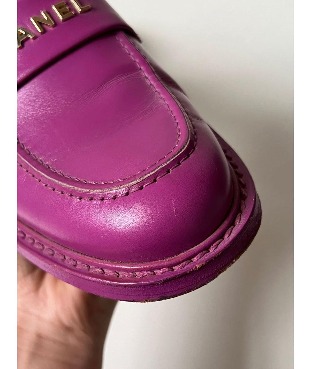 CHANEL Фуксия кожаные мюли, фото 5