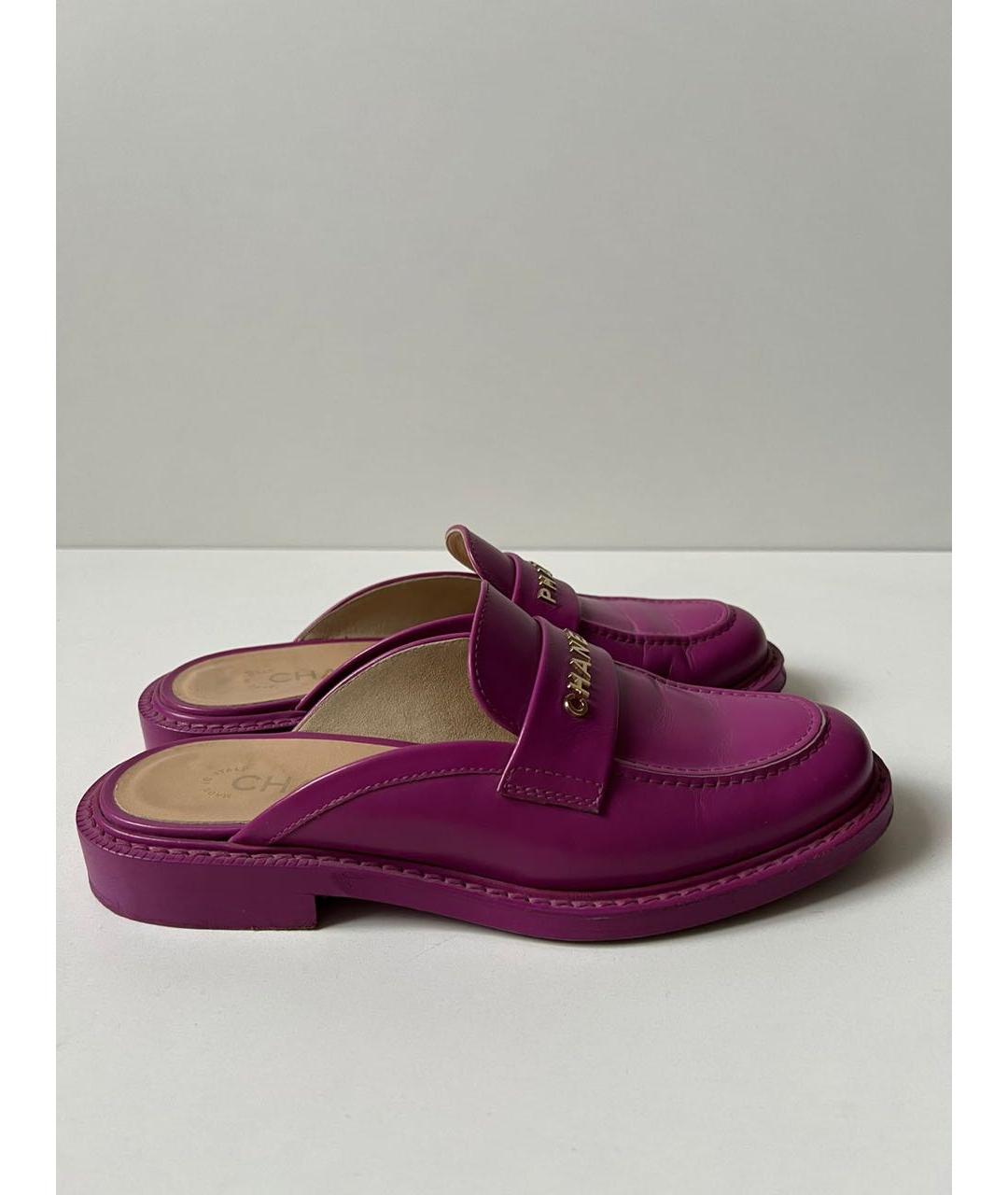CHANEL Фуксия кожаные мюли, фото 8