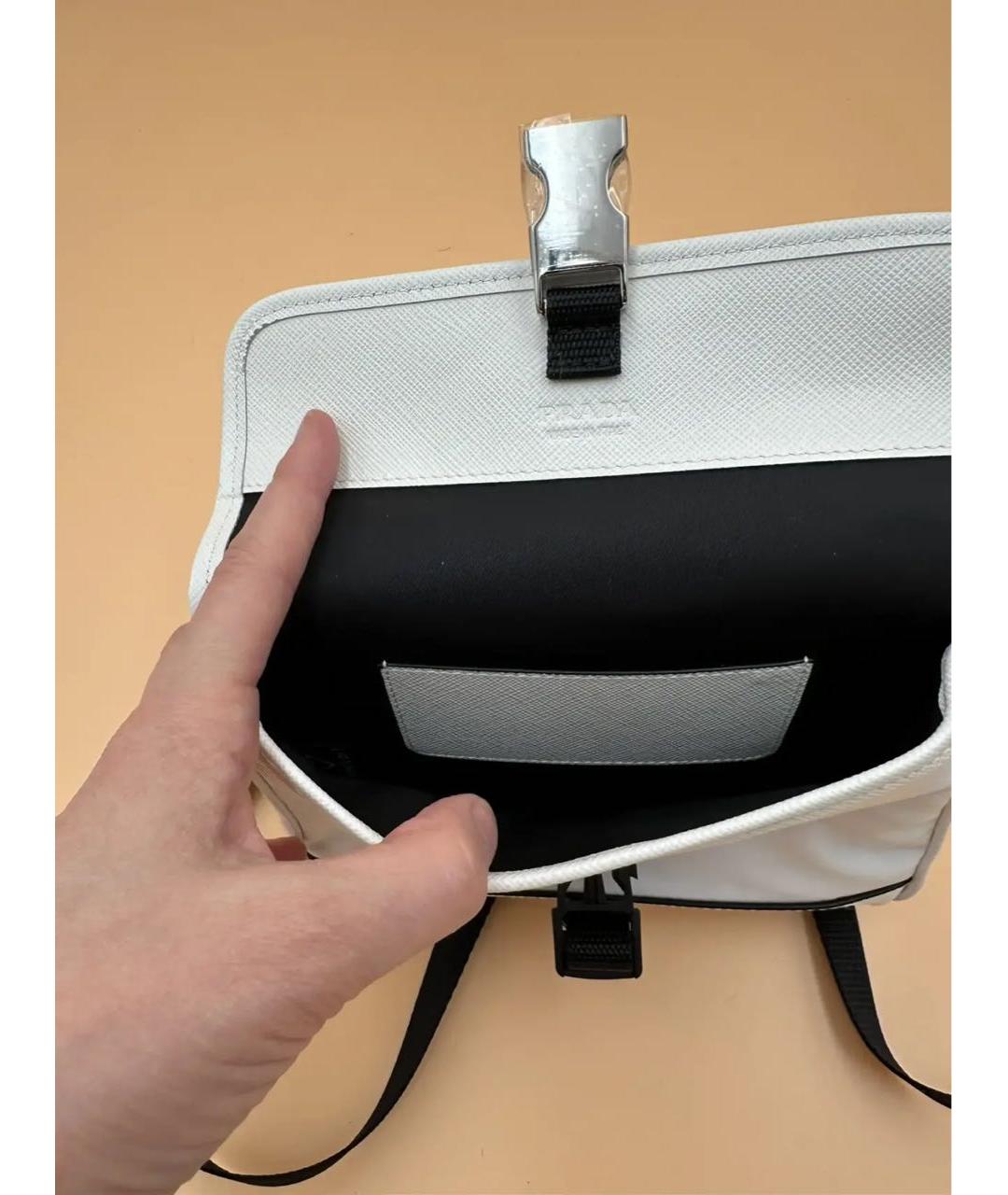 PRADA Белая кожаная сумка через плечо, фото 2
