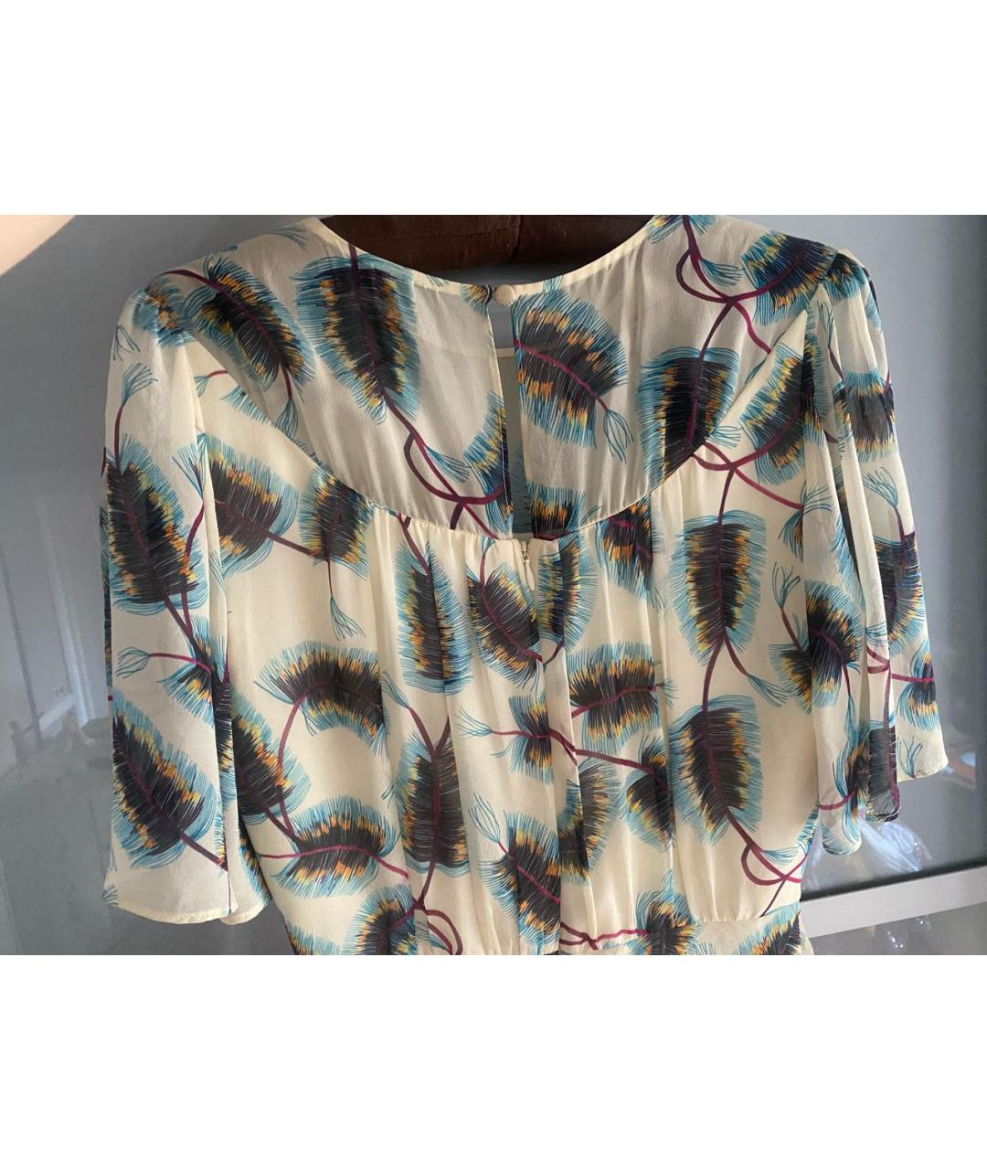 SALONI Бежевое шелковое коктейльное платье, фото 3