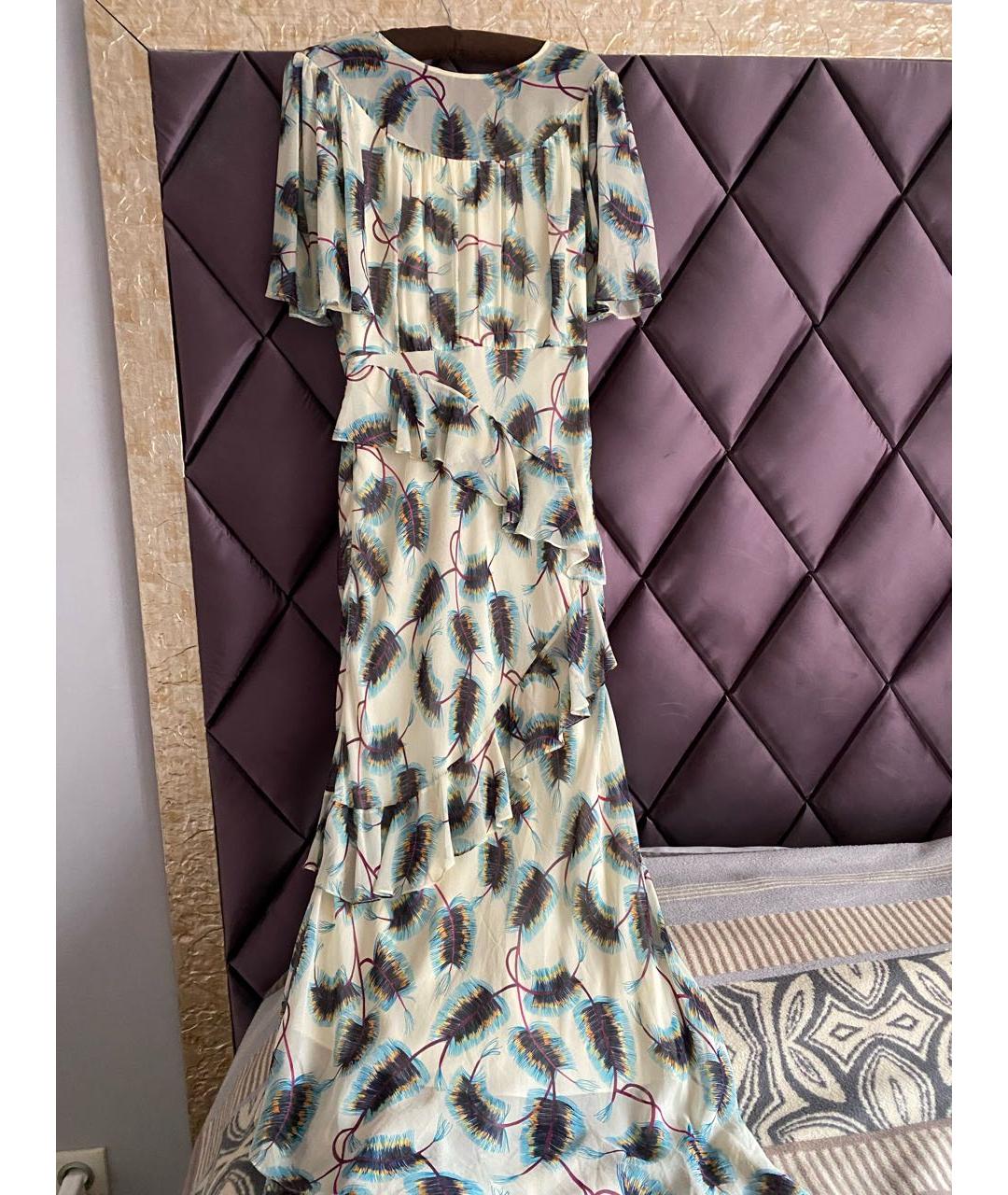 SALONI Бежевое шелковое коктейльное платье, фото 7