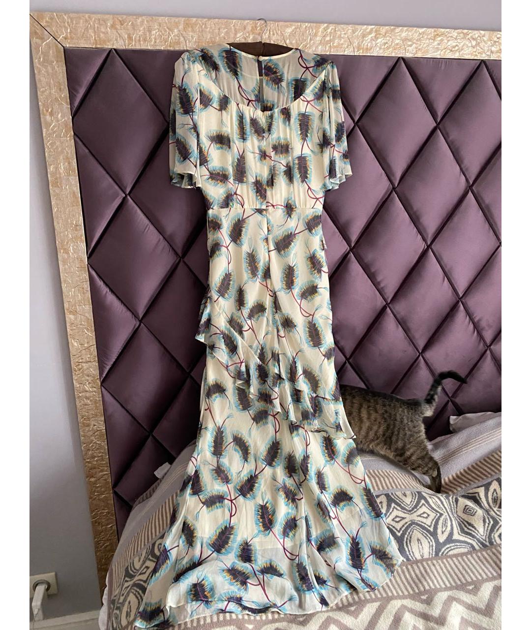 SALONI Бежевое шелковое коктейльное платье, фото 2