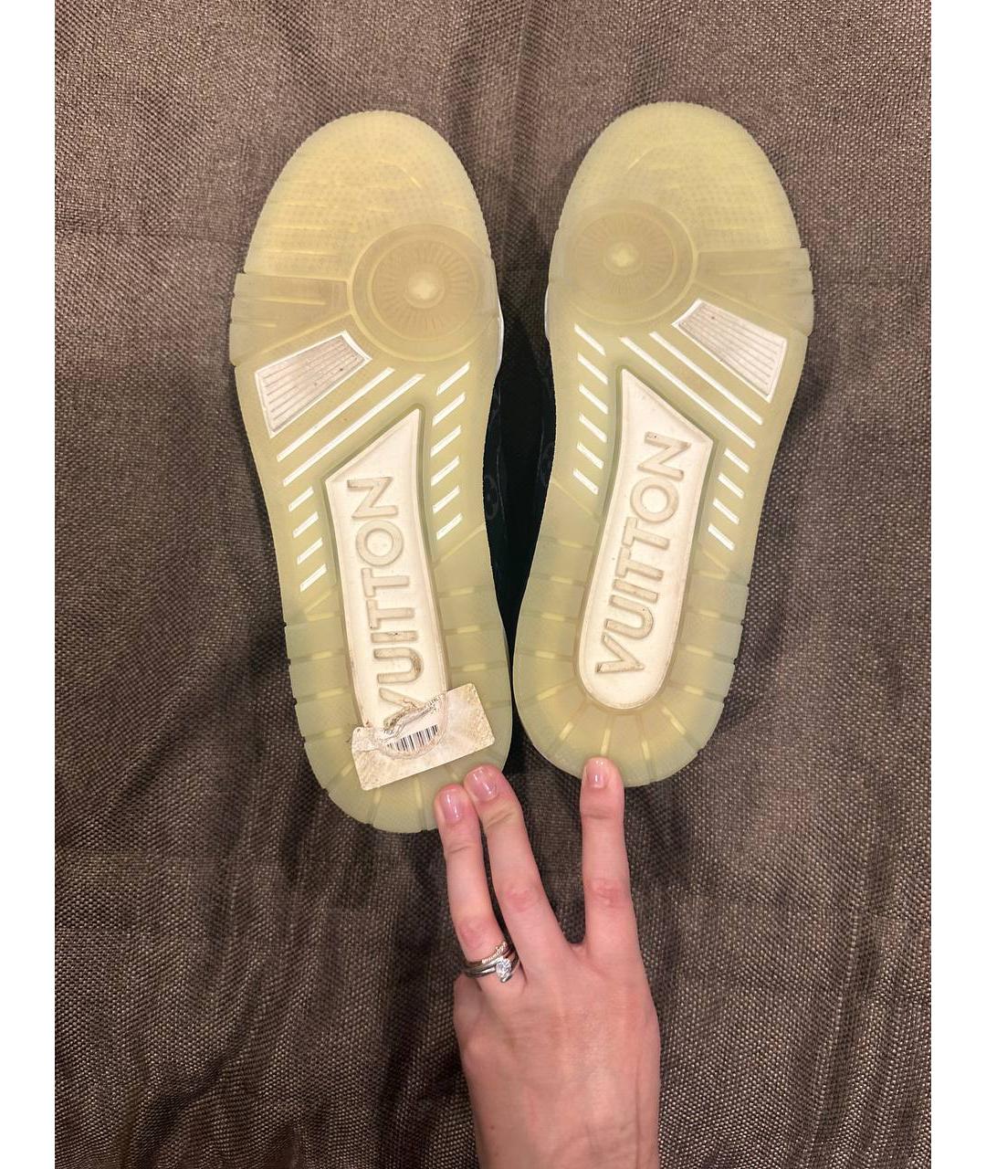 LOUIS VUITTON Антрацитовые кожаные высокие кроссовки / кеды, фото 5