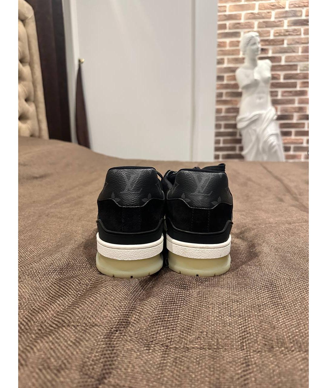 LOUIS VUITTON Антрацитовые кожаные высокие кроссовки / кеды, фото 4