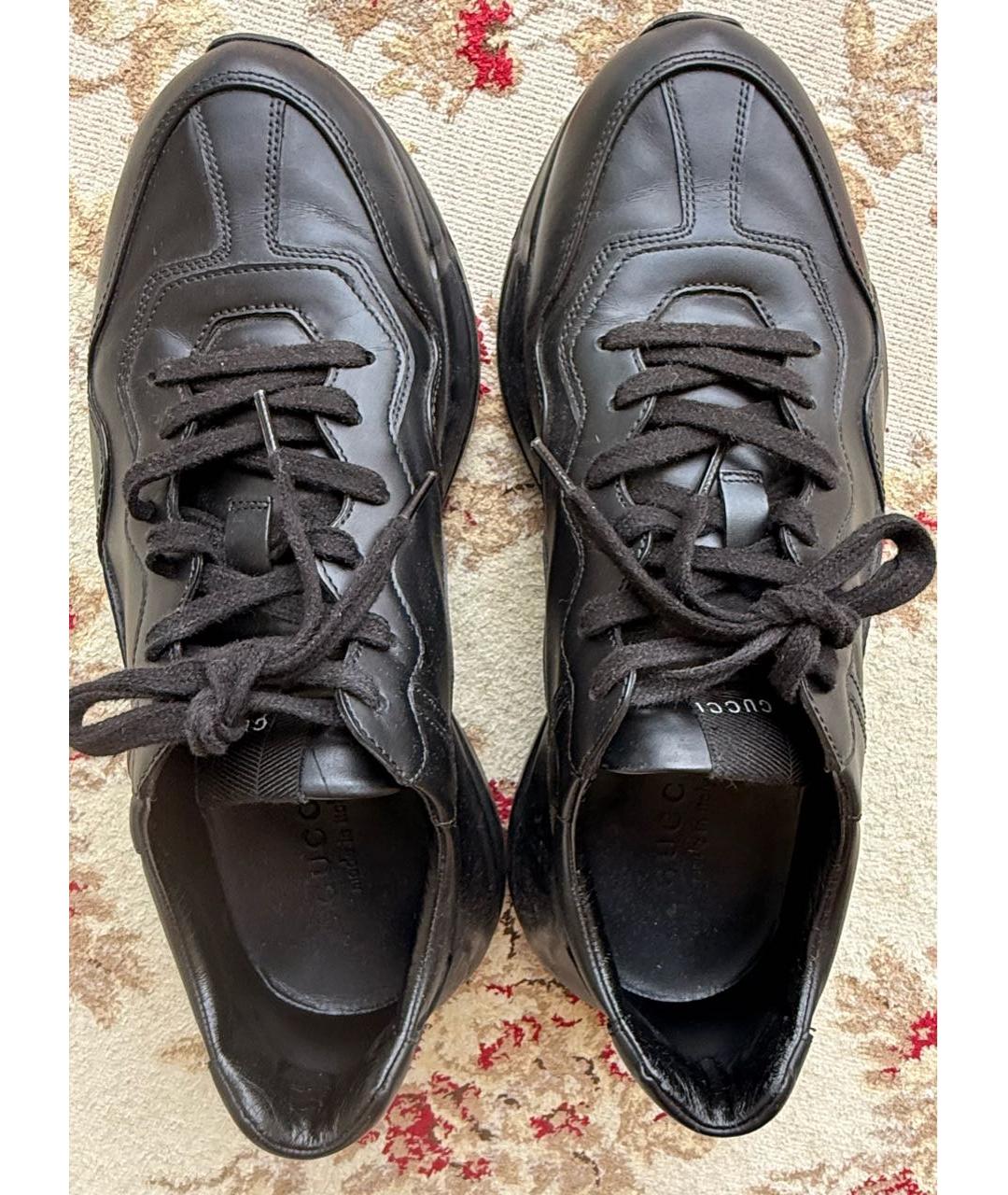 GUCCI Черные кожаные высокие кроссовки / кеды, фото 3