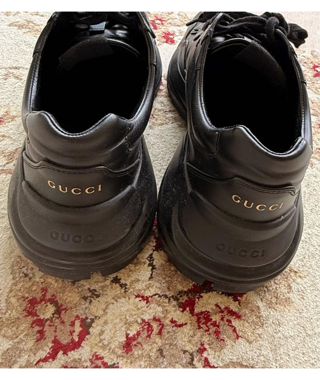 GUCCI Черные кожаные высокие кроссовки / кеды, фото 4