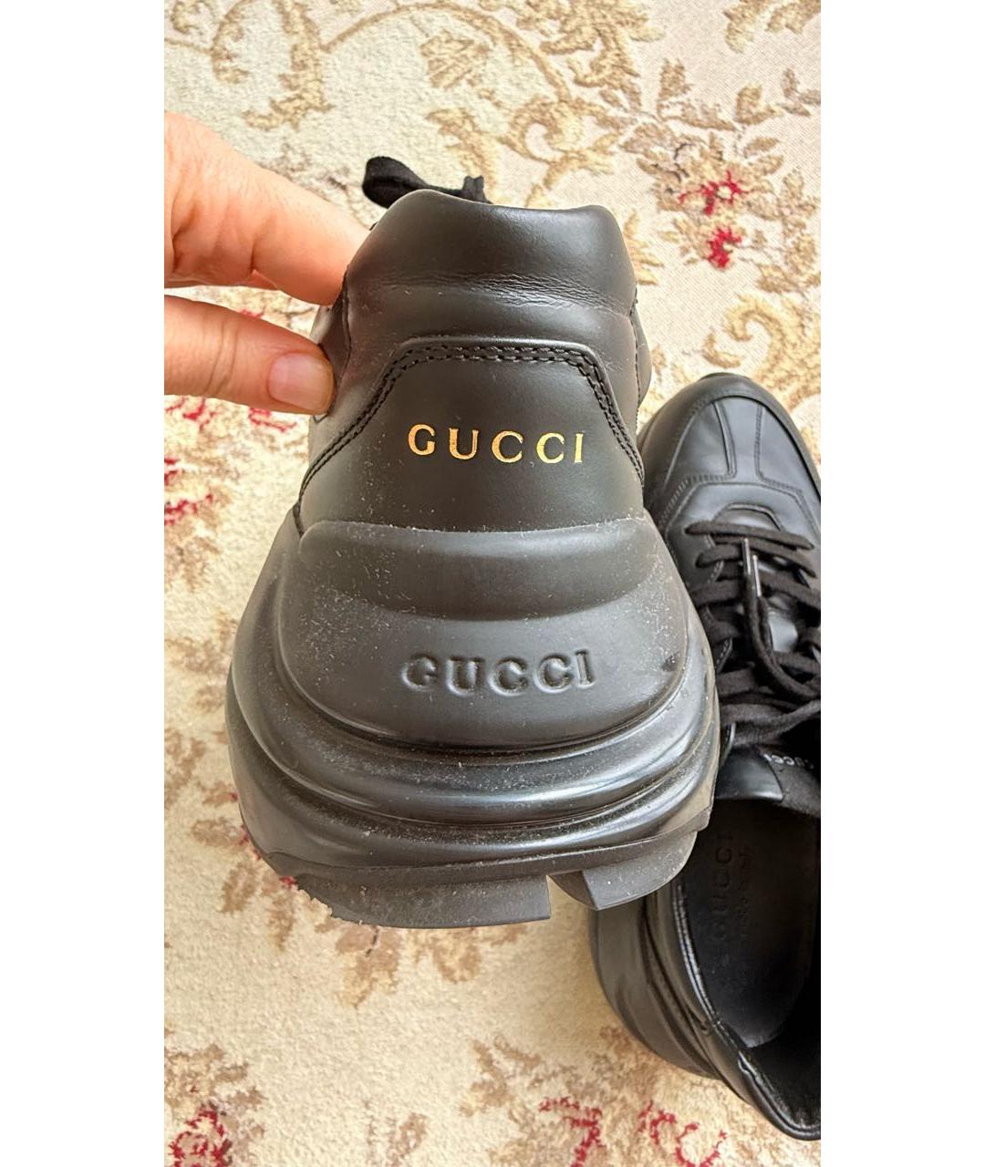 GUCCI Черные кожаные высокие кроссовки / кеды, фото 7