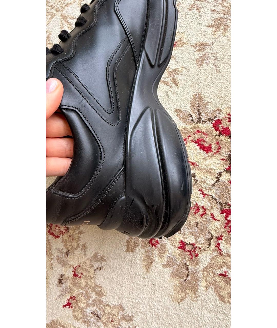 GUCCI Черные кожаные высокие кроссовки / кеды, фото 6