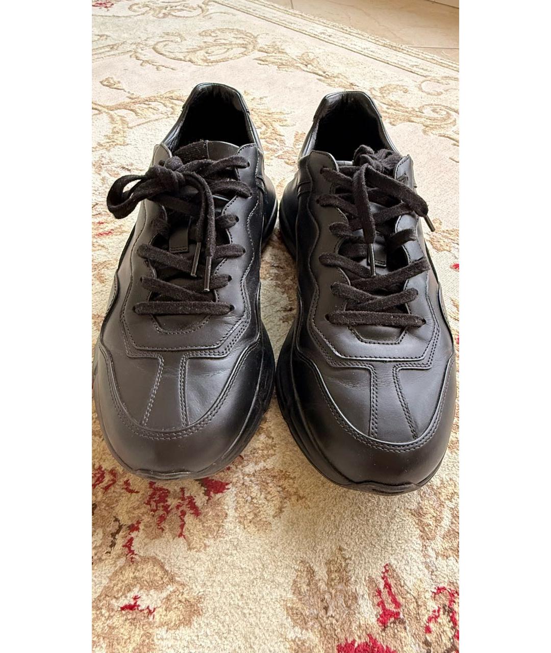 GUCCI Черные кожаные высокие кроссовки / кеды, фото 2