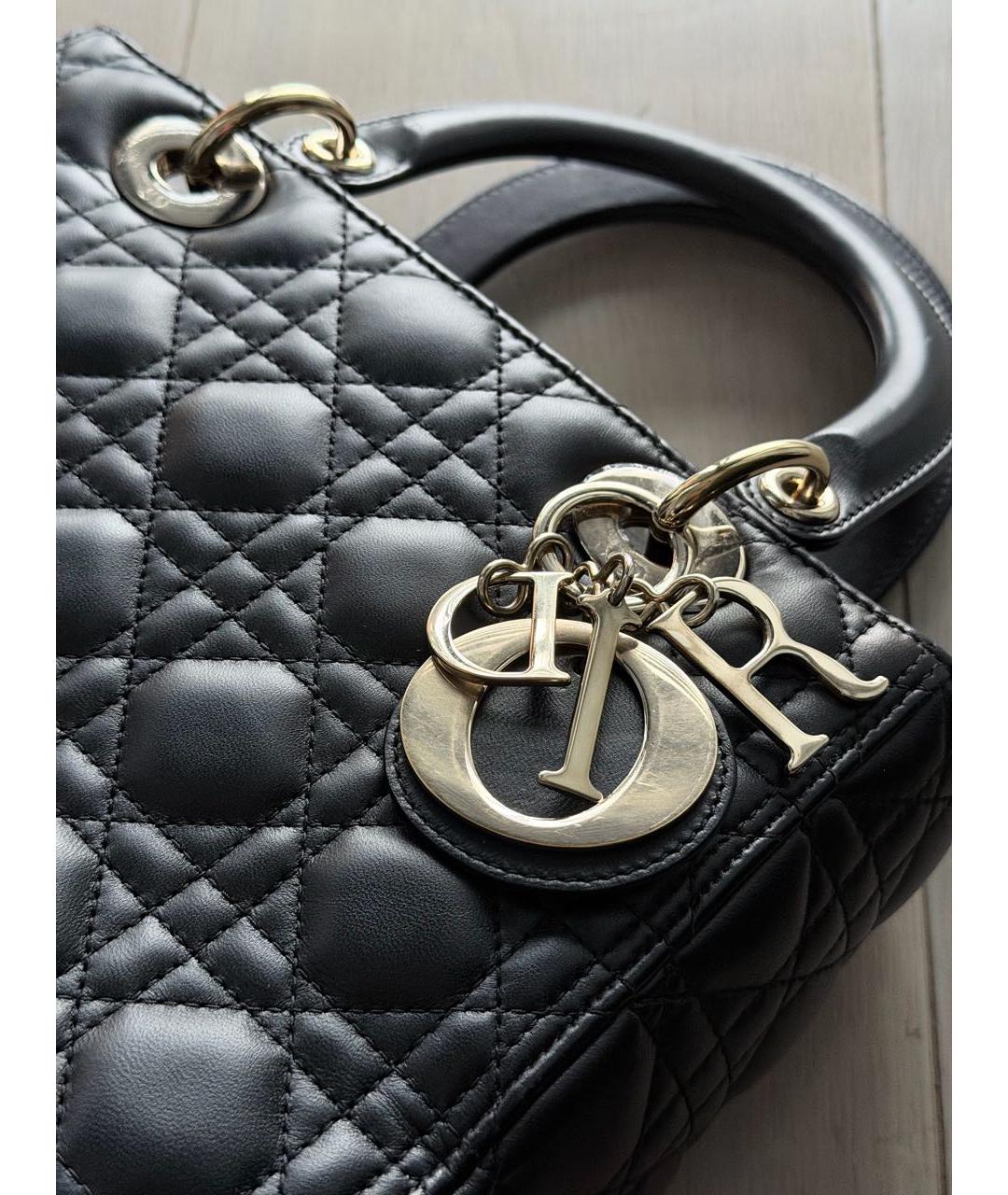 CHRISTIAN DIOR Черная кожаная сумка с короткими ручками, фото 3