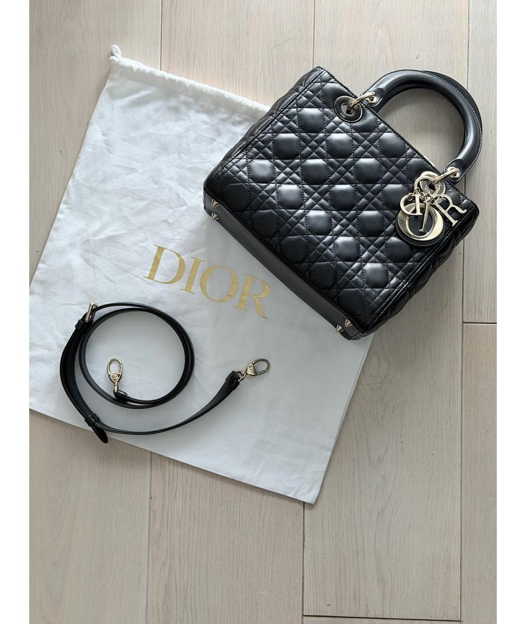 CHRISTIAN DIOR Черная кожаная сумка с короткими ручками, фото 5