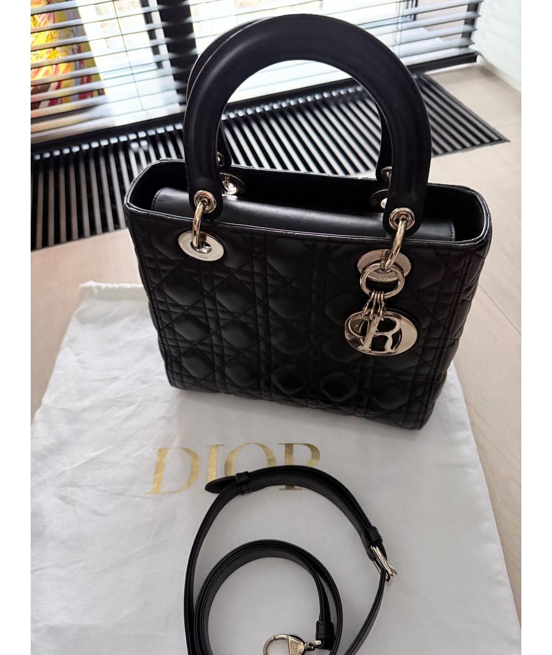 CHRISTIAN DIOR Черная кожаная сумка с короткими ручками, фото 2