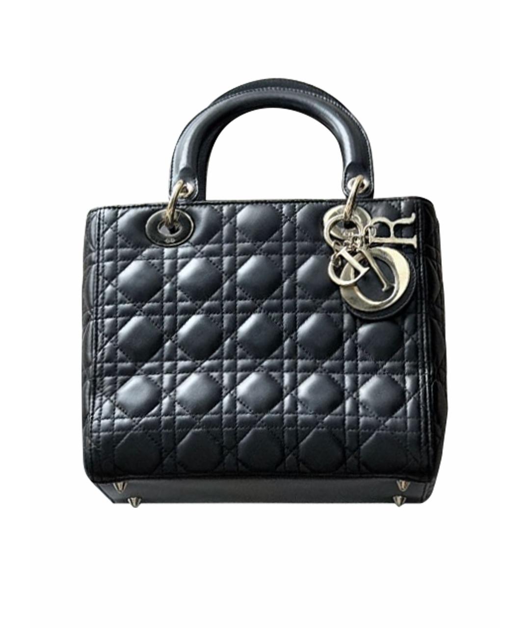 CHRISTIAN DIOR Черная кожаная сумка с короткими ручками, фото 1