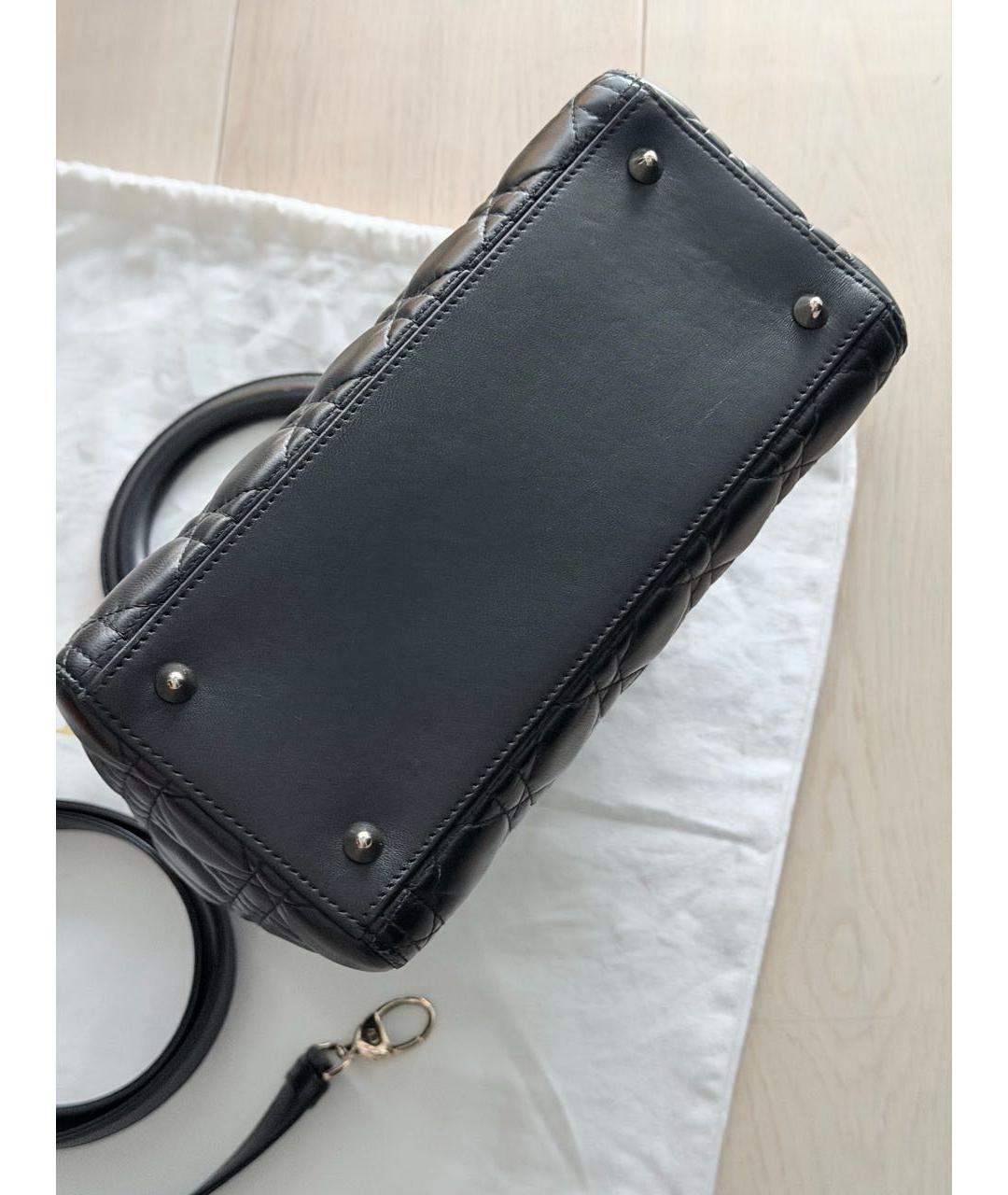 CHRISTIAN DIOR Черная кожаная сумка с короткими ручками, фото 4