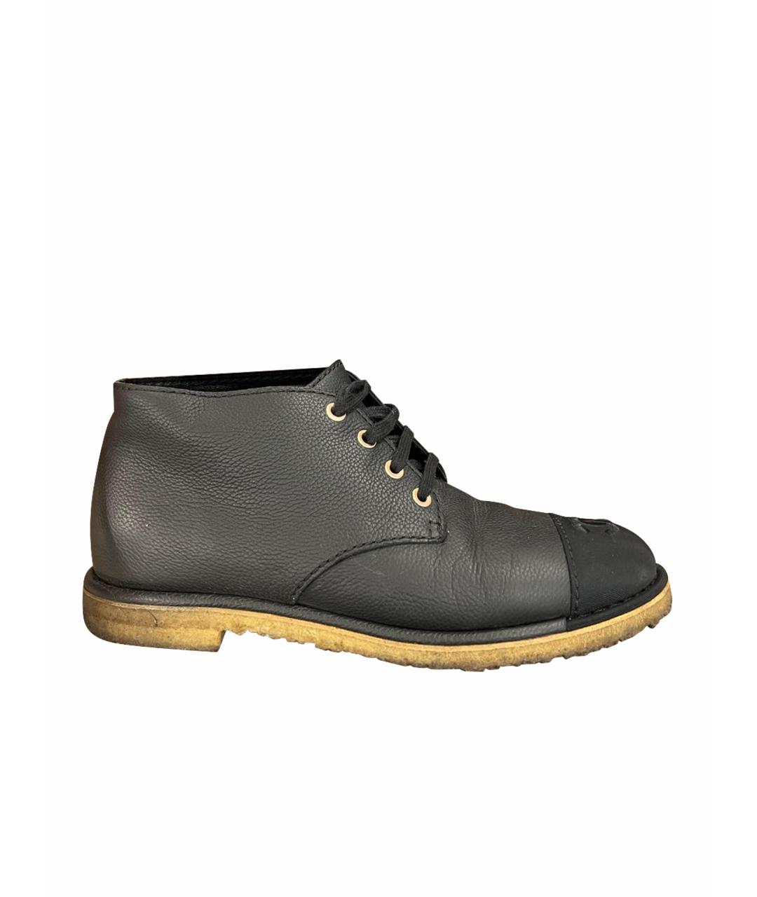 CHANEL Черные кожаные ботинки, фото 1