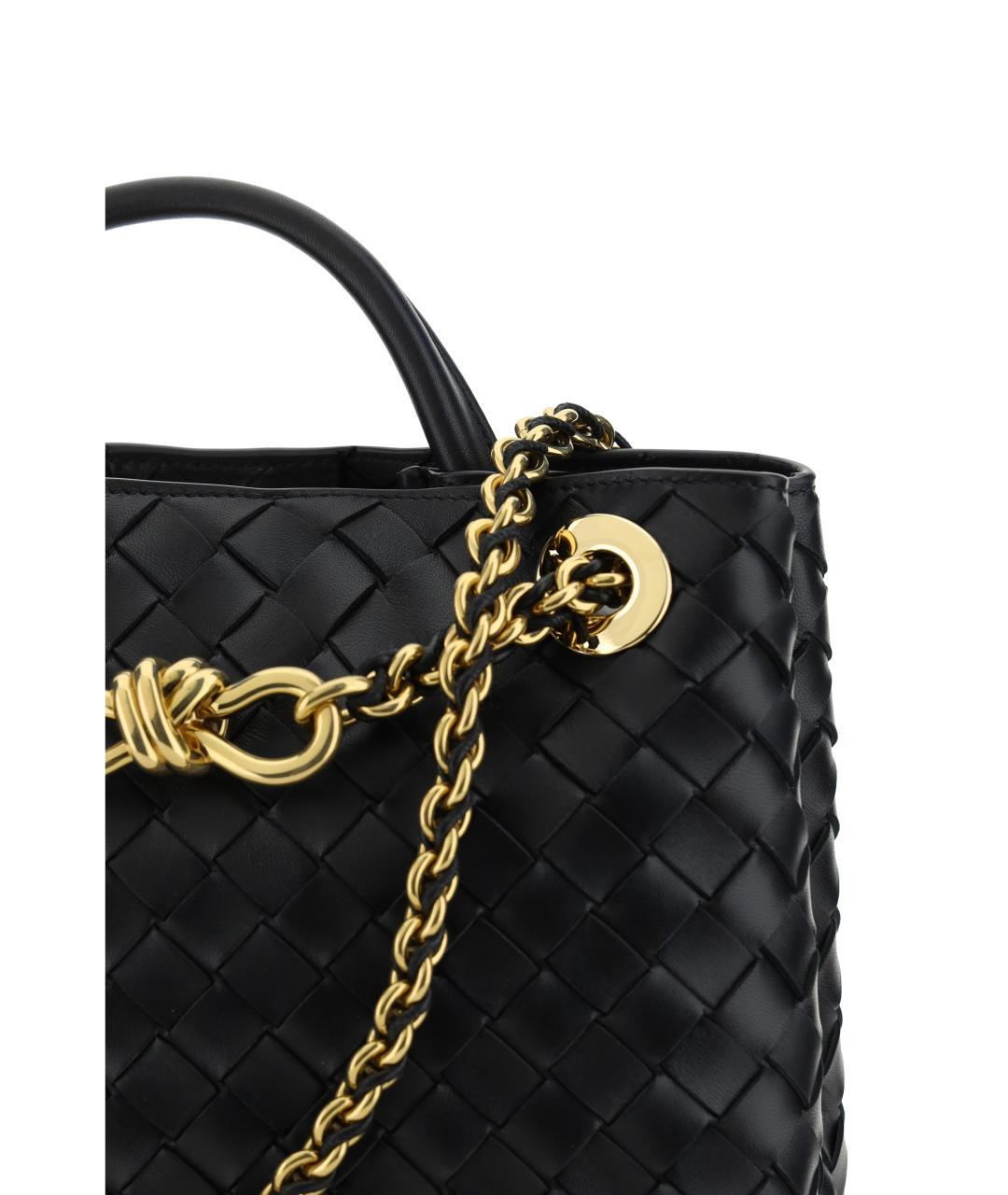 BOTTEGA VENETA Черная кожаная сумка тоут, фото 4