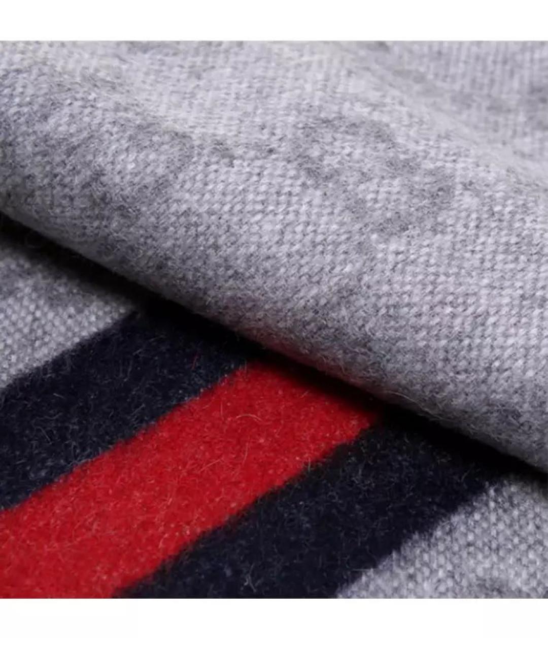 GUCCI Серый шерстяной шарф, фото 7