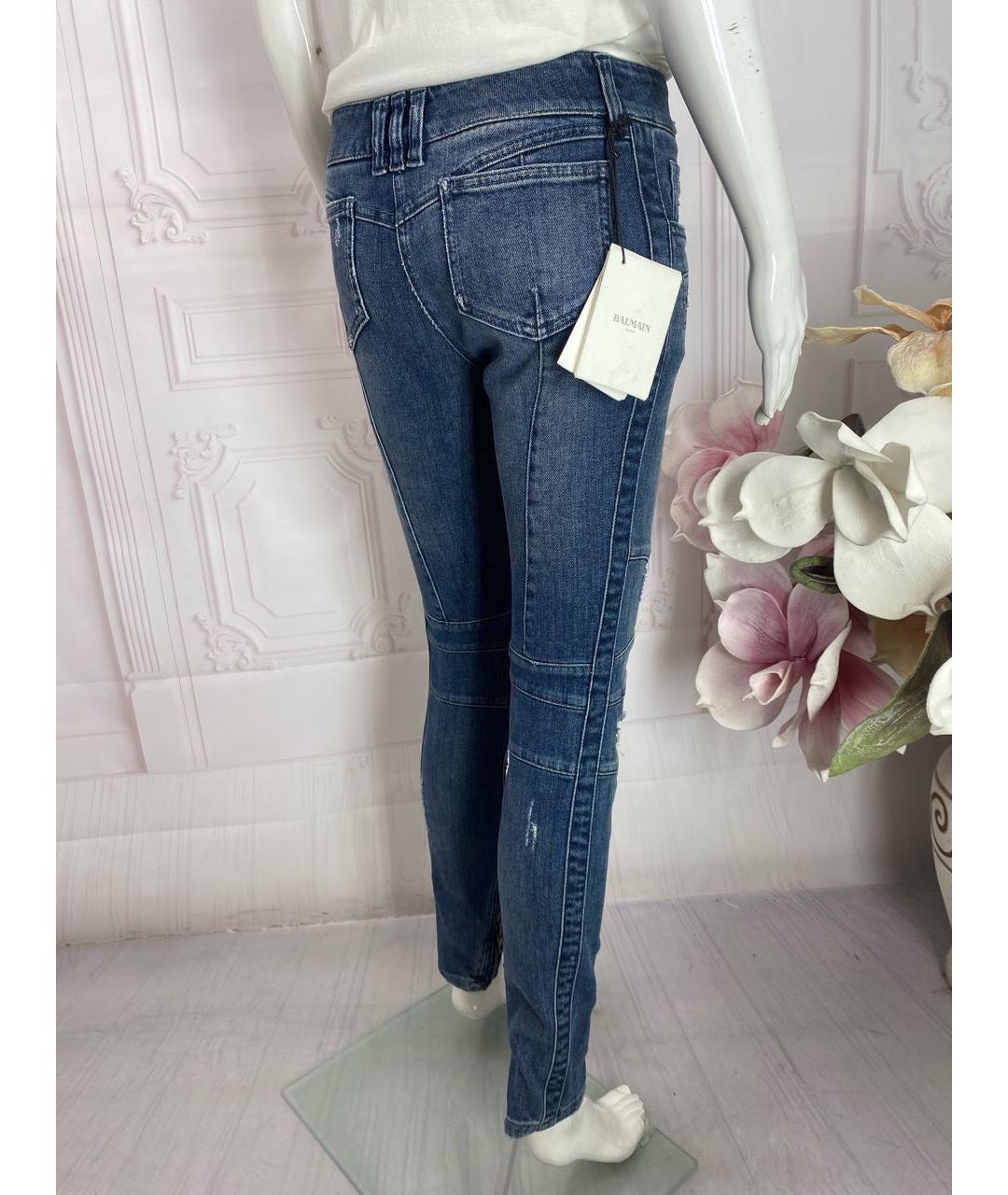 BALMAIN Синие хлопко-эластановые джинсы слим, фото 8