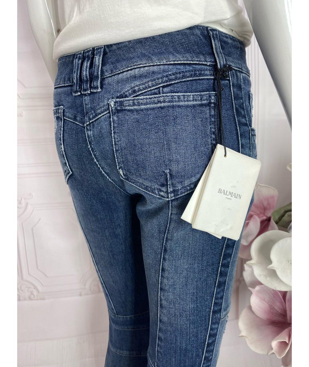 BALMAIN Синие хлопко-эластановые джинсы слим, фото 6