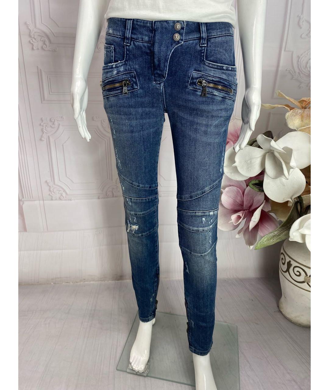 BALMAIN Синие хлопко-эластановые джинсы слим, фото 5