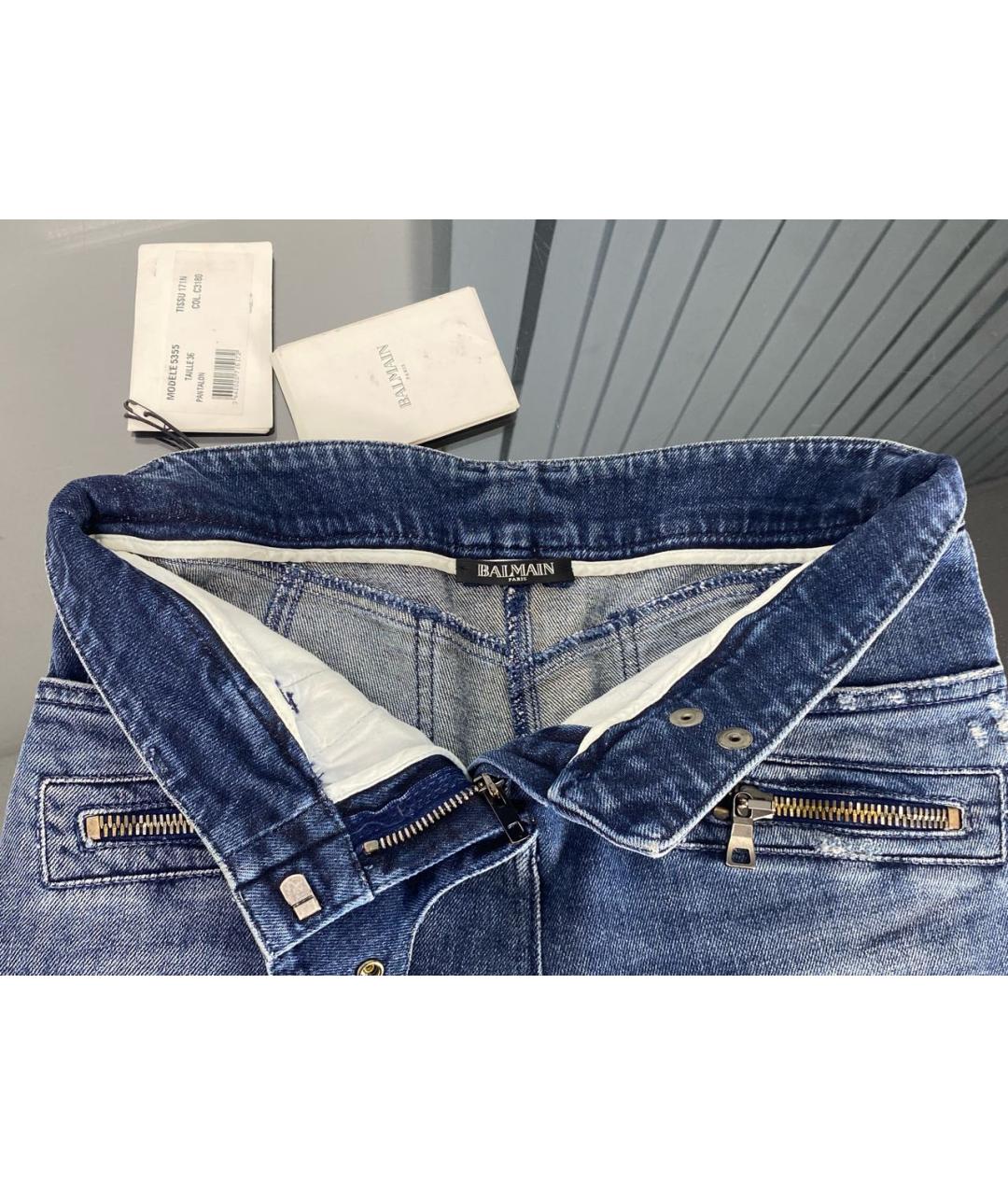 BALMAIN Синие хлопко-эластановые джинсы слим, фото 3