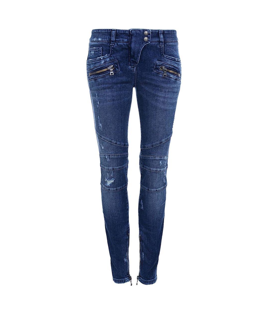 BALMAIN Синие хлопко-эластановые джинсы слим, фото 1