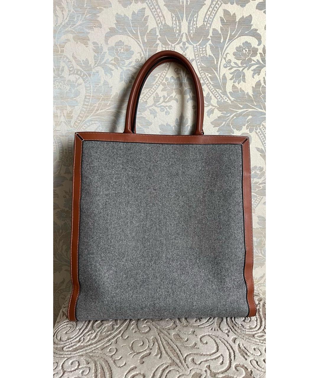 CELINE Серая шерстяная сумка с короткими ручками, фото 2