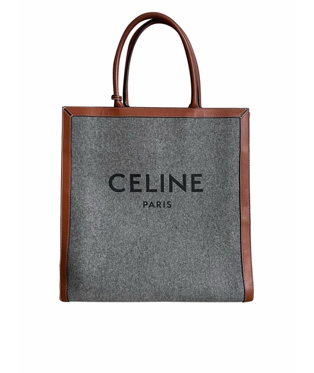 CELINE Серая шерстяная сумка с короткими ручками, фото 1