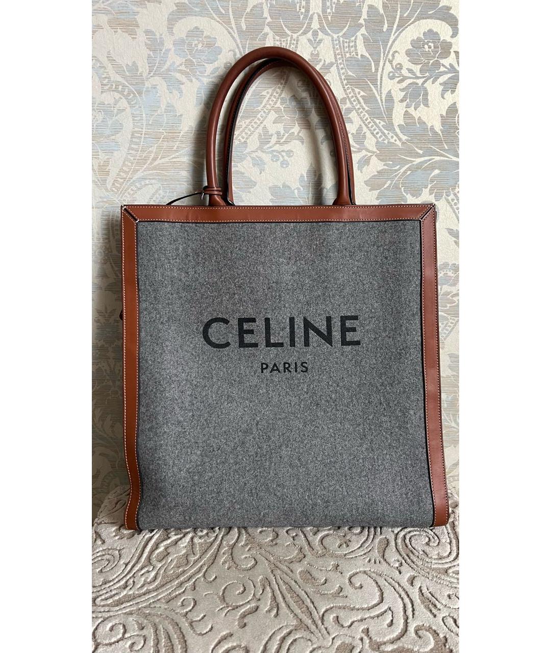 CELINE Серая шерстяная сумка с короткими ручками, фото 8