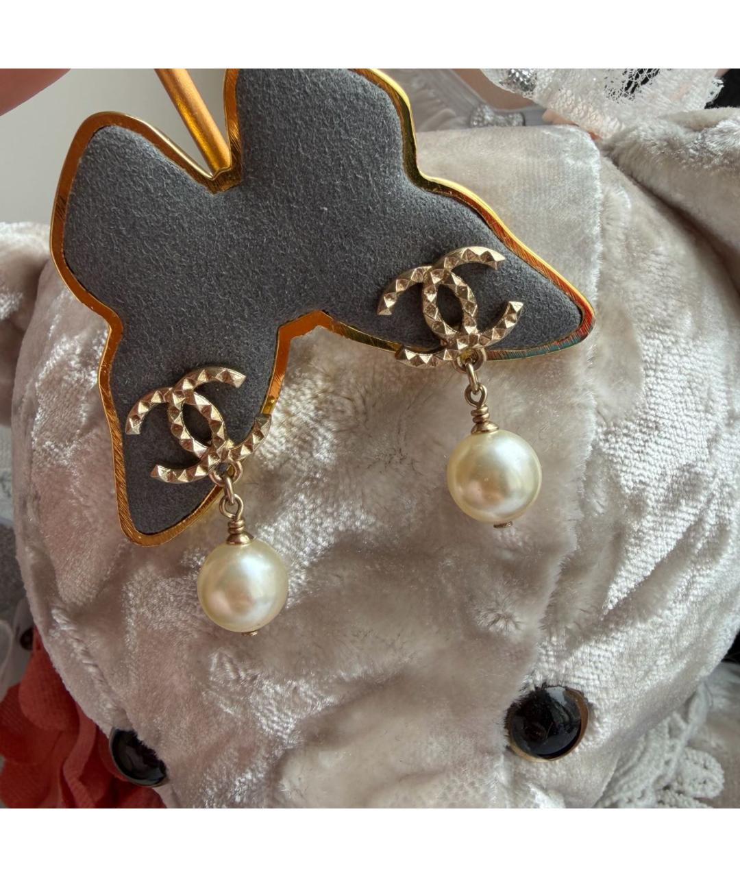 CHANEL Золотые жемчужные серьги, фото 4