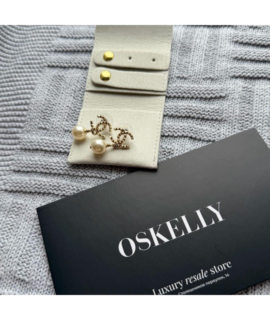 CHANEL Золотые жемчужные серьги, фото 2