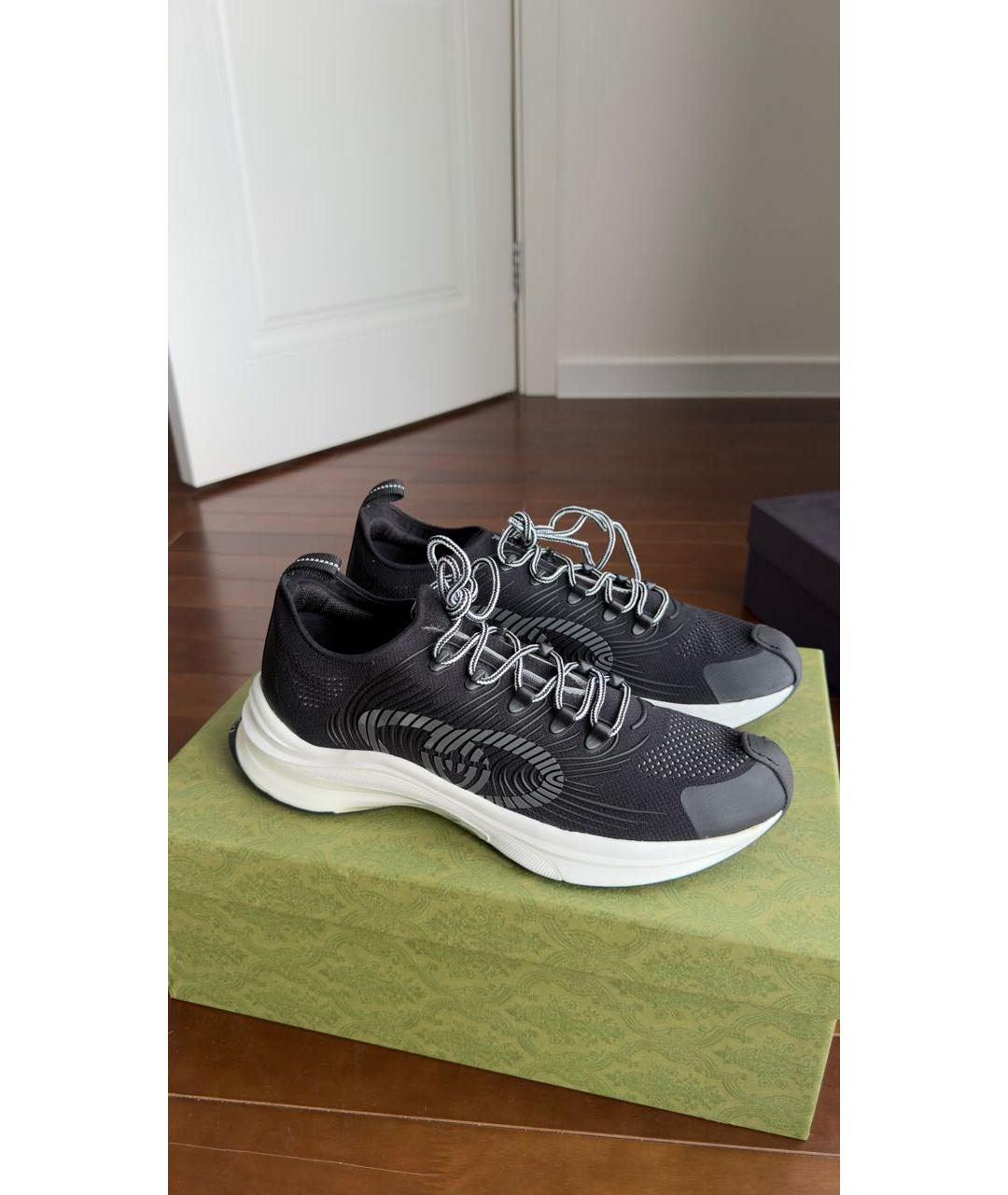 GUCCI Черные синтетические низкие кроссовки / кеды, фото 6