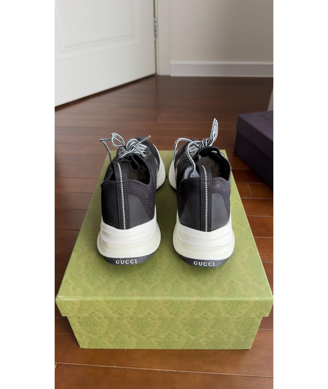 GUCCI Черные синтетические низкие кроссовки / кеды, фото 4