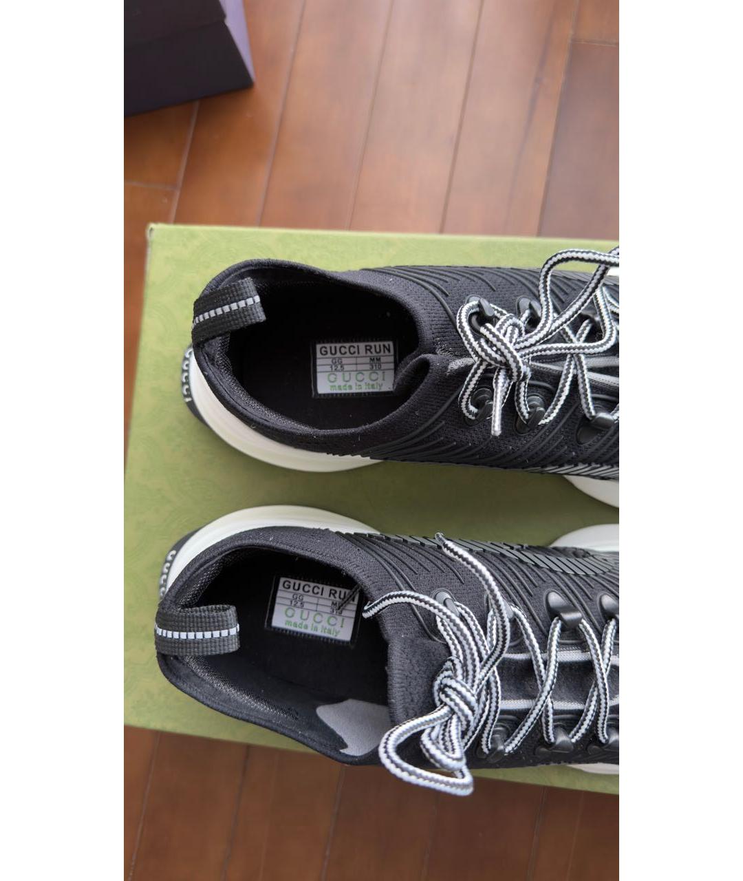 GUCCI Черные синтетические низкие кроссовки / кеды, фото 3
