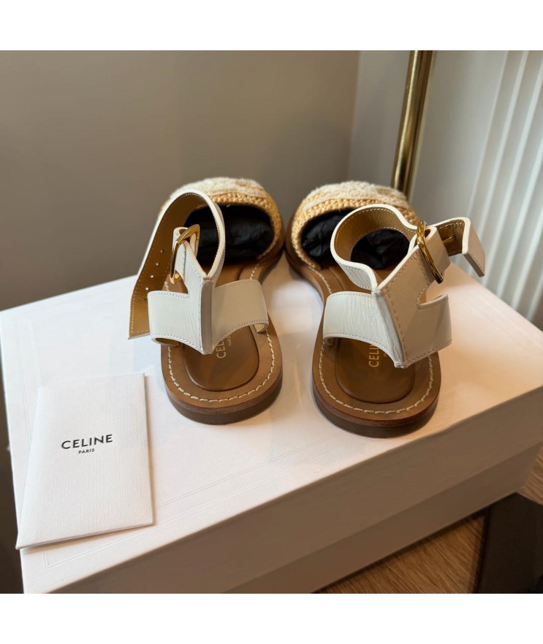 CELINE Бежевые сандалии, фото 4