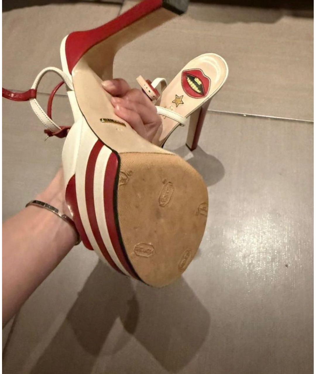 GUCCI Красные кожаные босоножки, фото 5